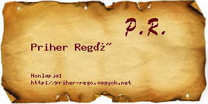 Priher Regő névjegykártya